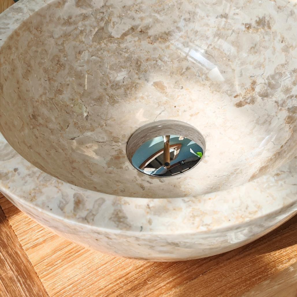 Vasque Barcelone en marbre à poser crème 30 cm