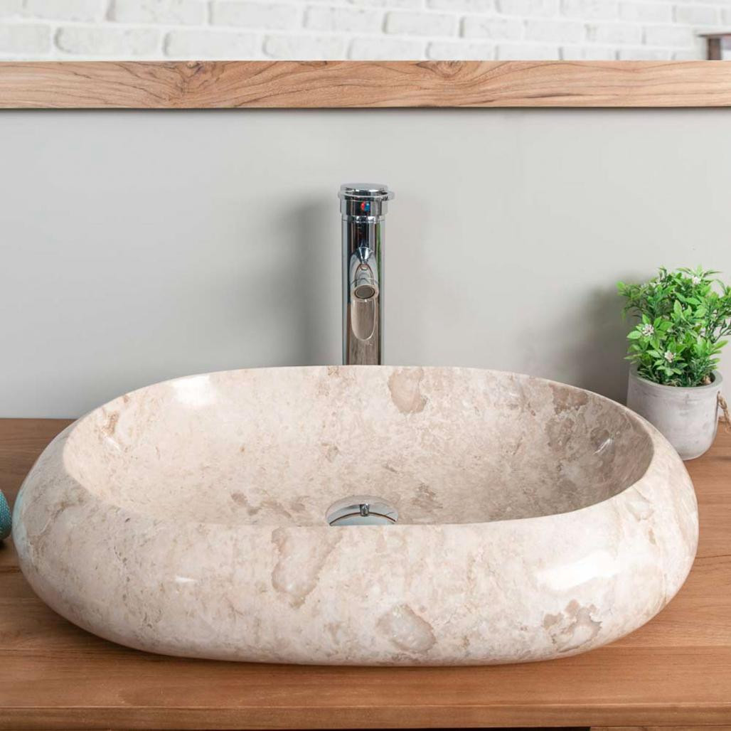 Grande vasque en marbre à poser murano crème 60cm