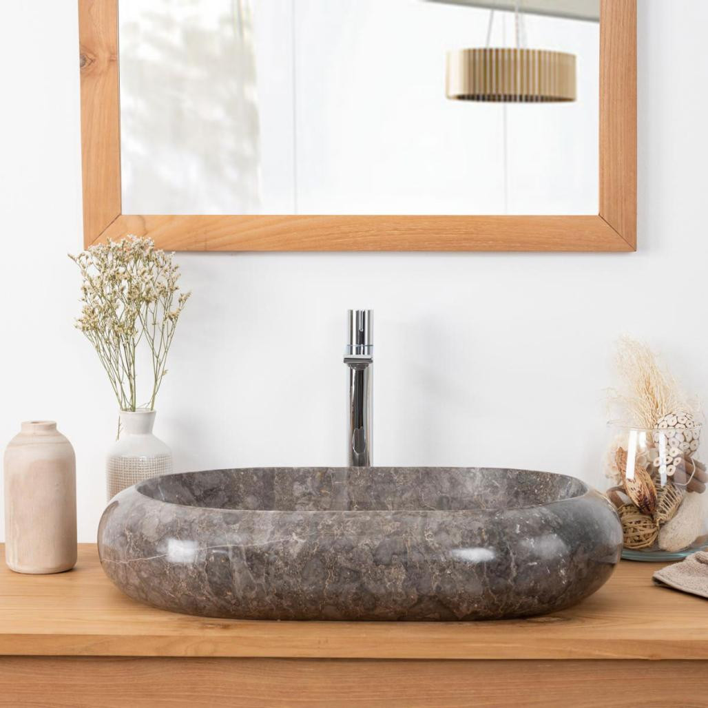 Grande vasque en marbre à poser murano 60x40 gris