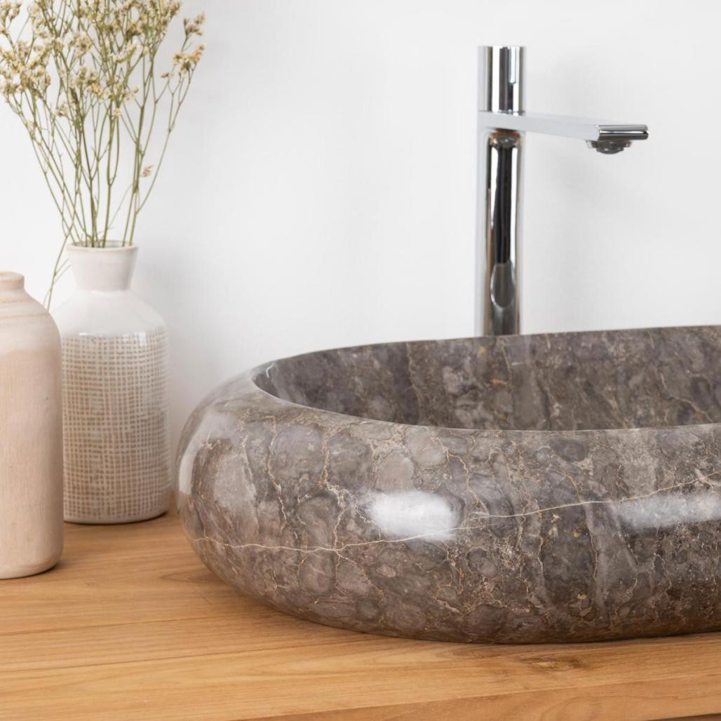 Grande vasque en marbre à poser murano 60x40 gris