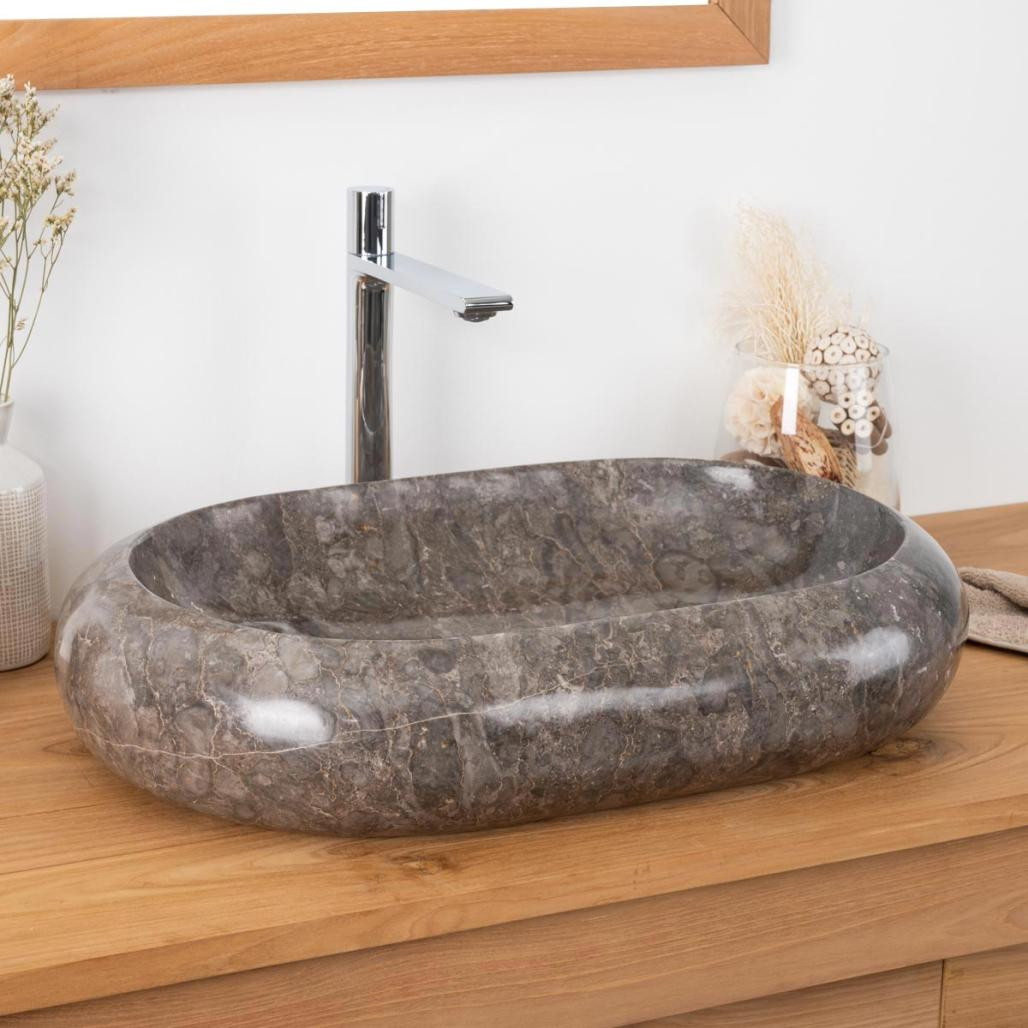 Grande vasque en marbre à poser murano 60x40 gris