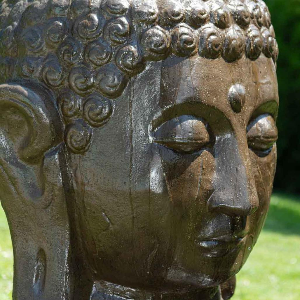 Fontaine de jardin tête de bouddha 1 m 30 brun Fontaine de jardin tête de bouddha 1 m 30 brun