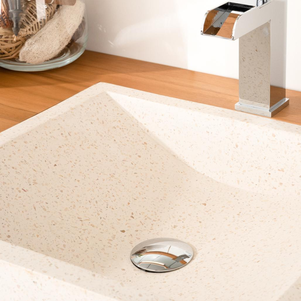 Meuble en teck et vasques de salle de bain Luxe 140 crème Meuble en teck et vasques de salle de bain Luxe 140 crème