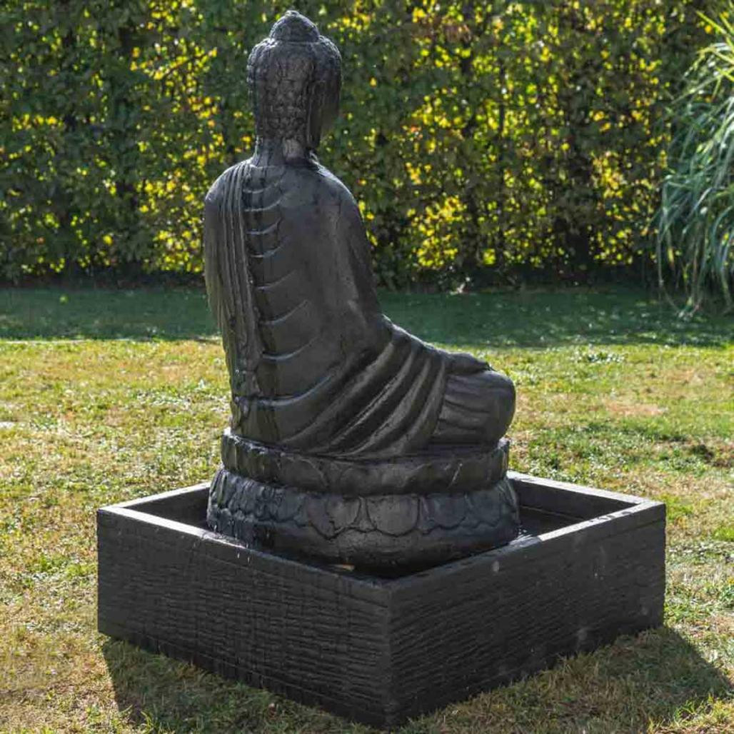 Fontaine de jardin bouddha assis 1 m 20 patiné noir Fontaine de jardin bouddha assis 1 m 20 patiné noir