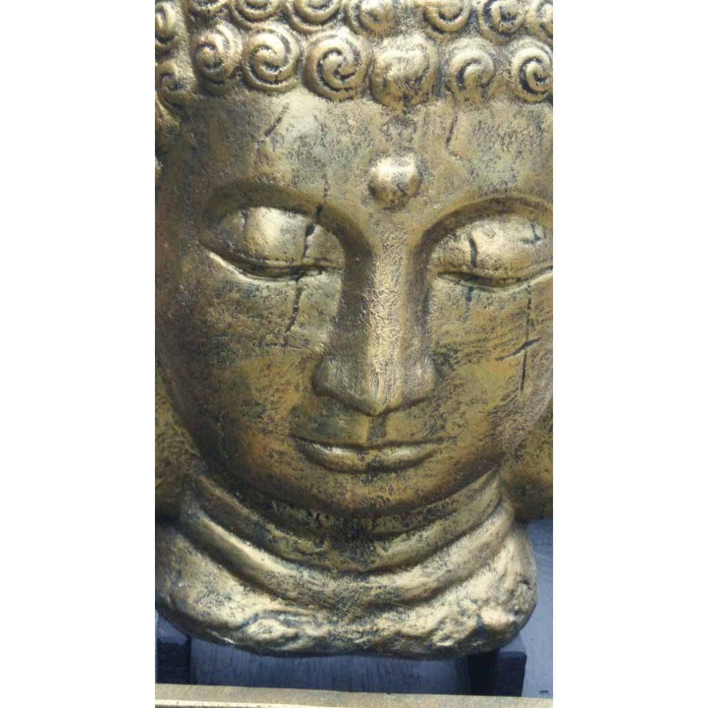 Fontaine de jardin tête de bouddha 1 m 30 doré