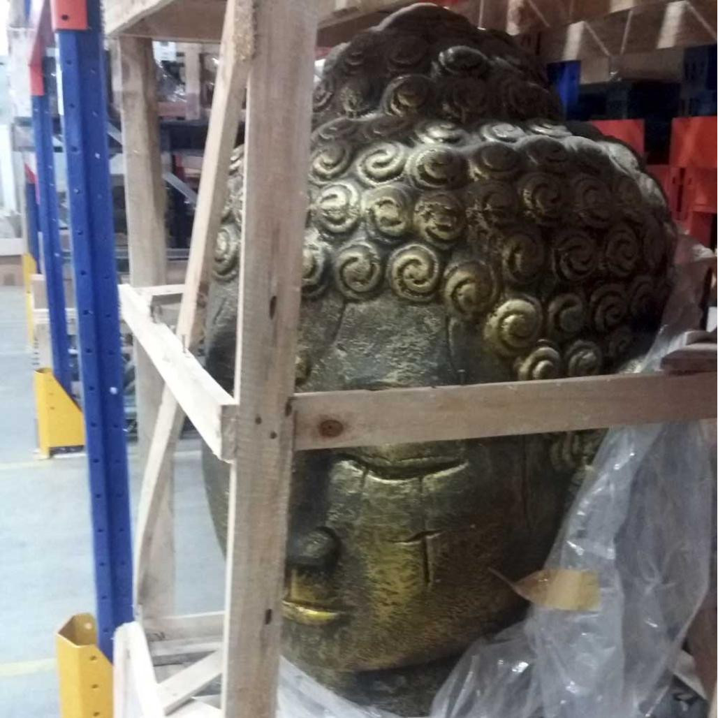 Fontaine de jardin tête de bouddha 1 m 30 doré