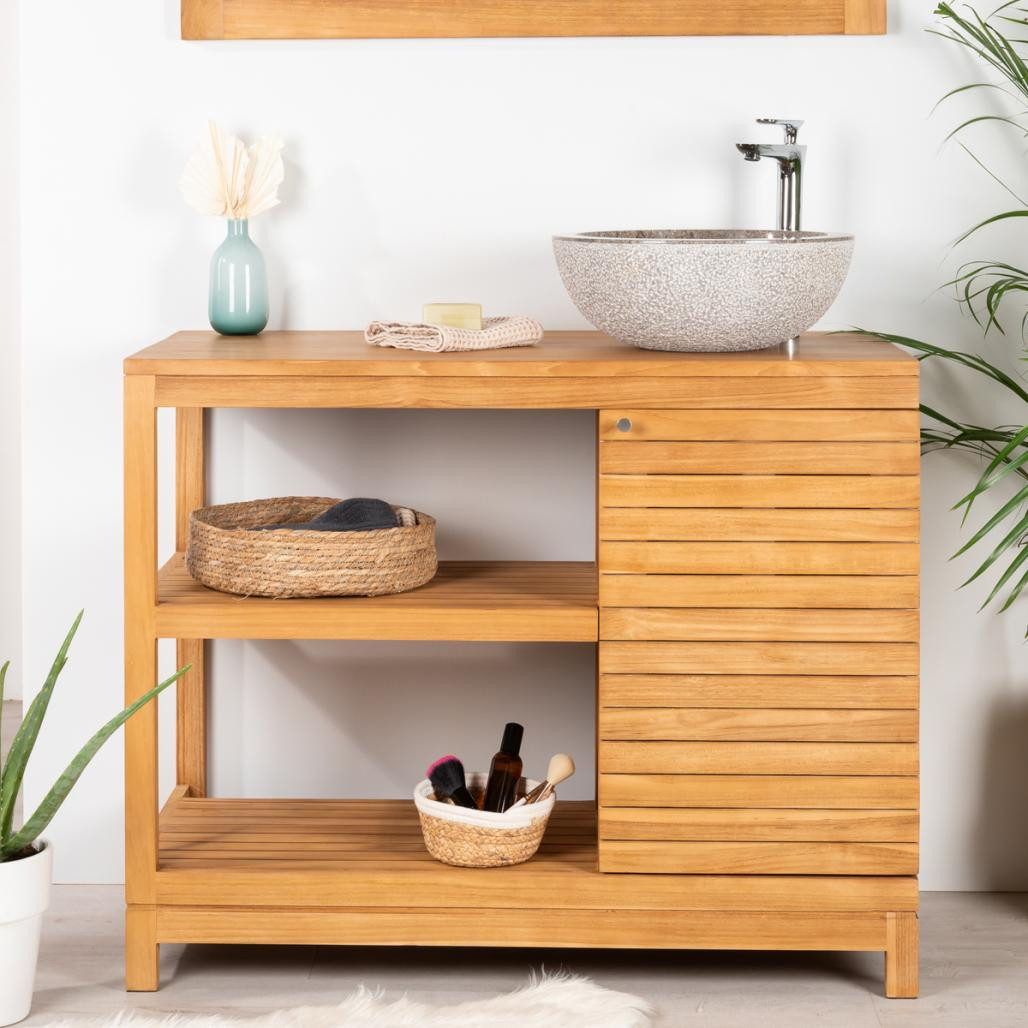 Meuble salle de bain en teck Courchevel 100 Meuble salle de bain en teck Courchevel 100