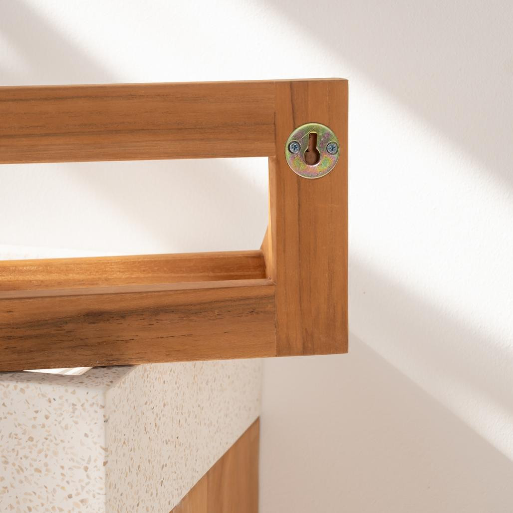 Porte serviette mural en teck à fixer Porte serviette mural en teck à fixer