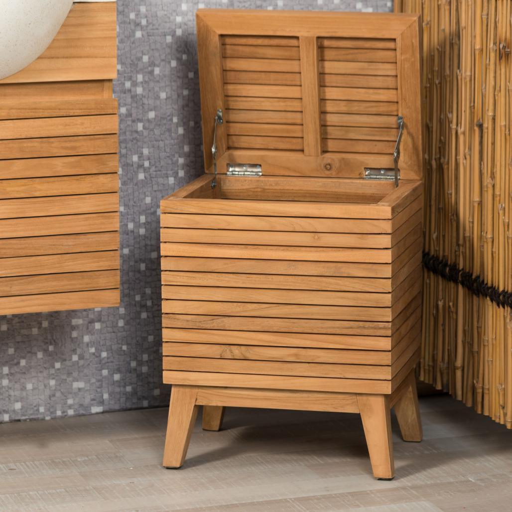 Bac à linge en teck salle de bain Bac à linge en teck salle de bain