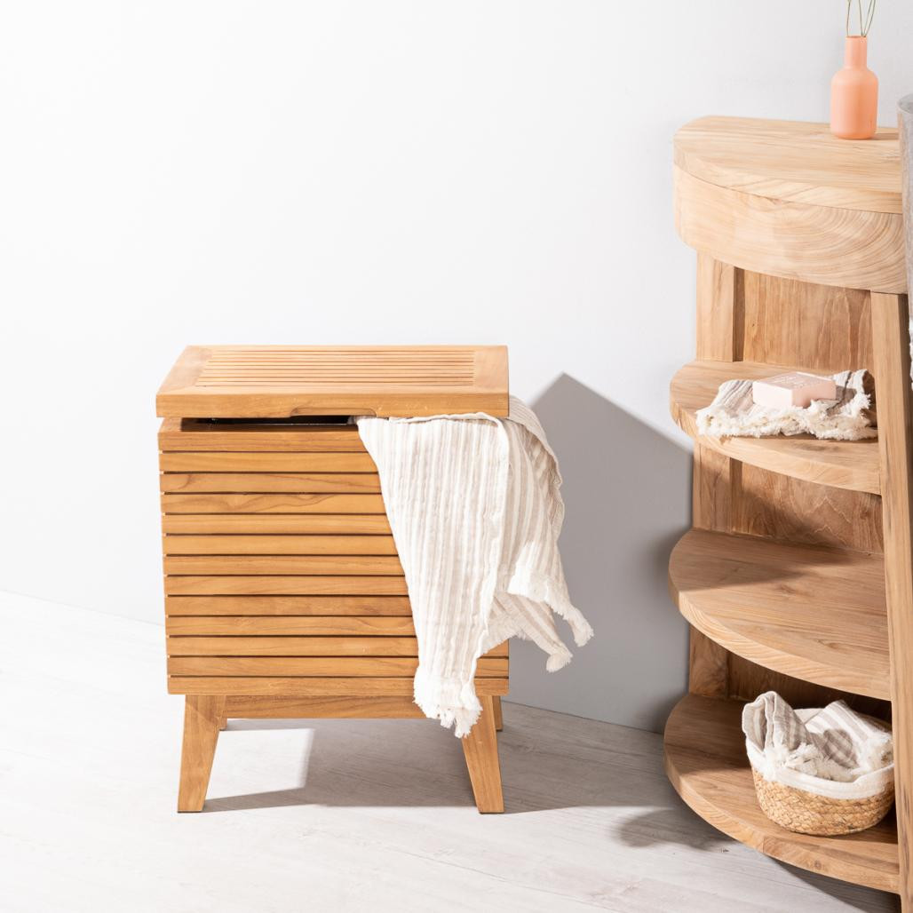 Bac à linge en teck salle de bain Bac à linge en teck salle de bain