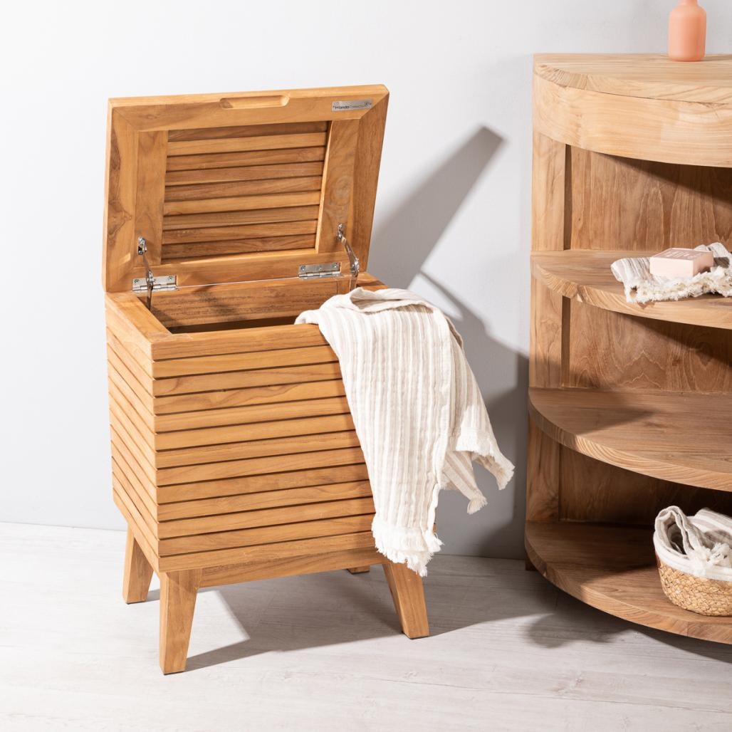 Bac à linge en teck salle de bain Bac à linge en teck salle de bain