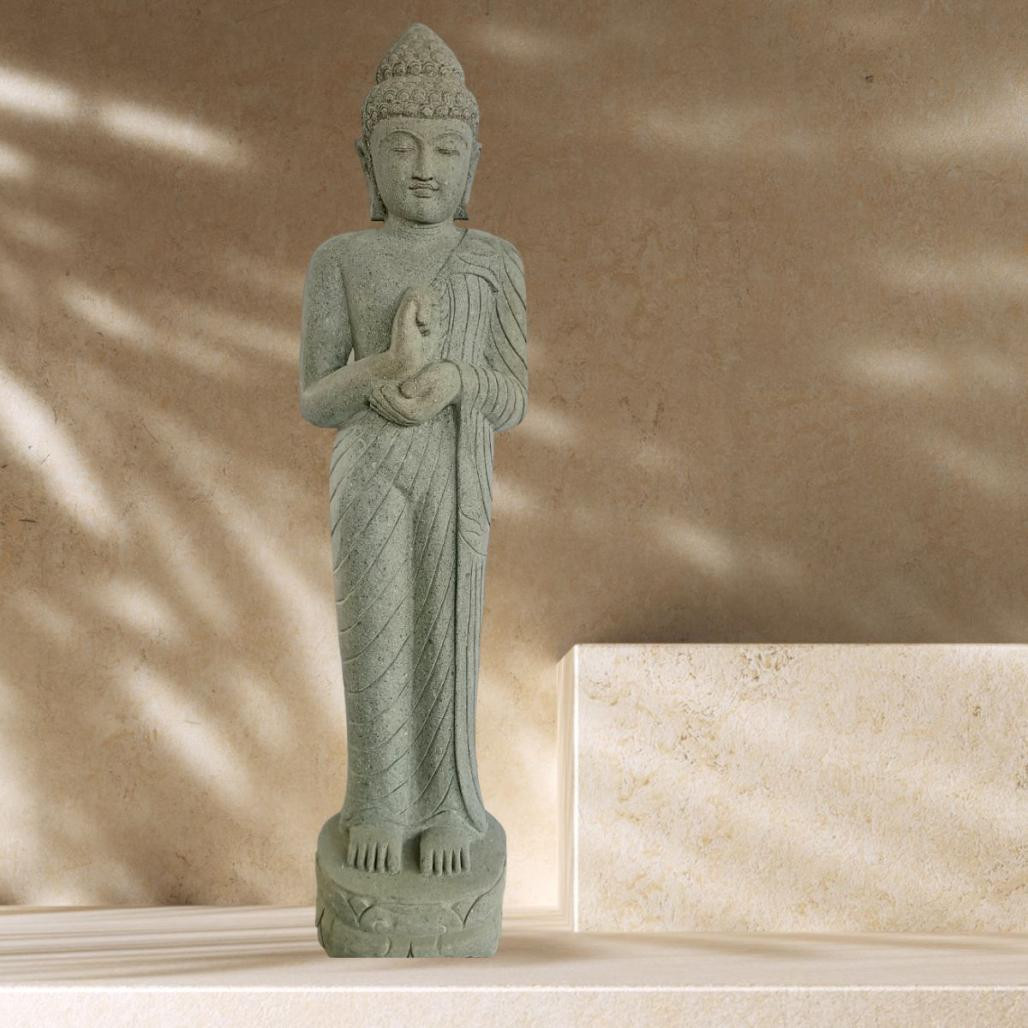 Statue en pierre bouddha debout position chakra 2m