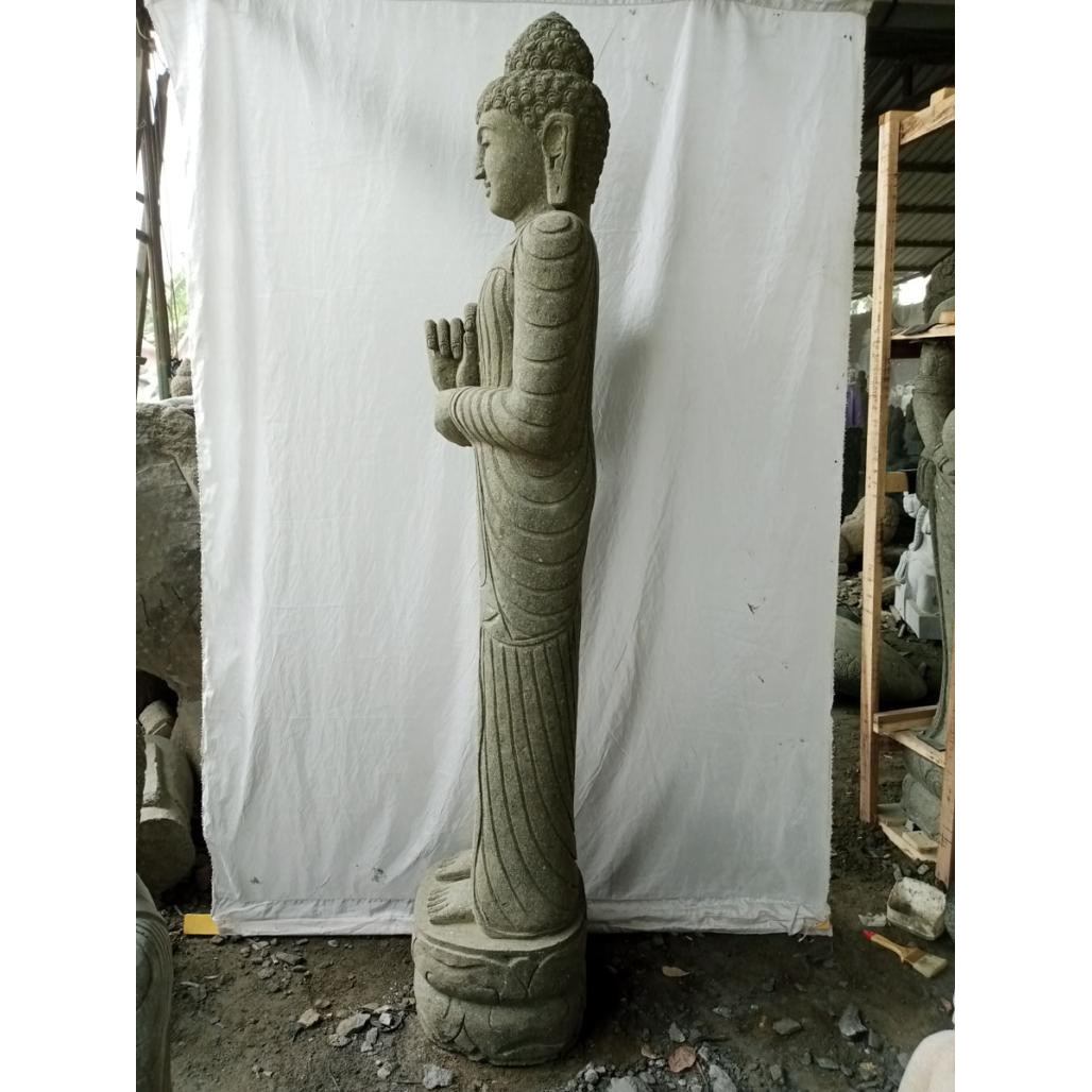 Statue en pierre bouddha debout position chakra 2m Statue en pierre bouddha debout position chakra 2m