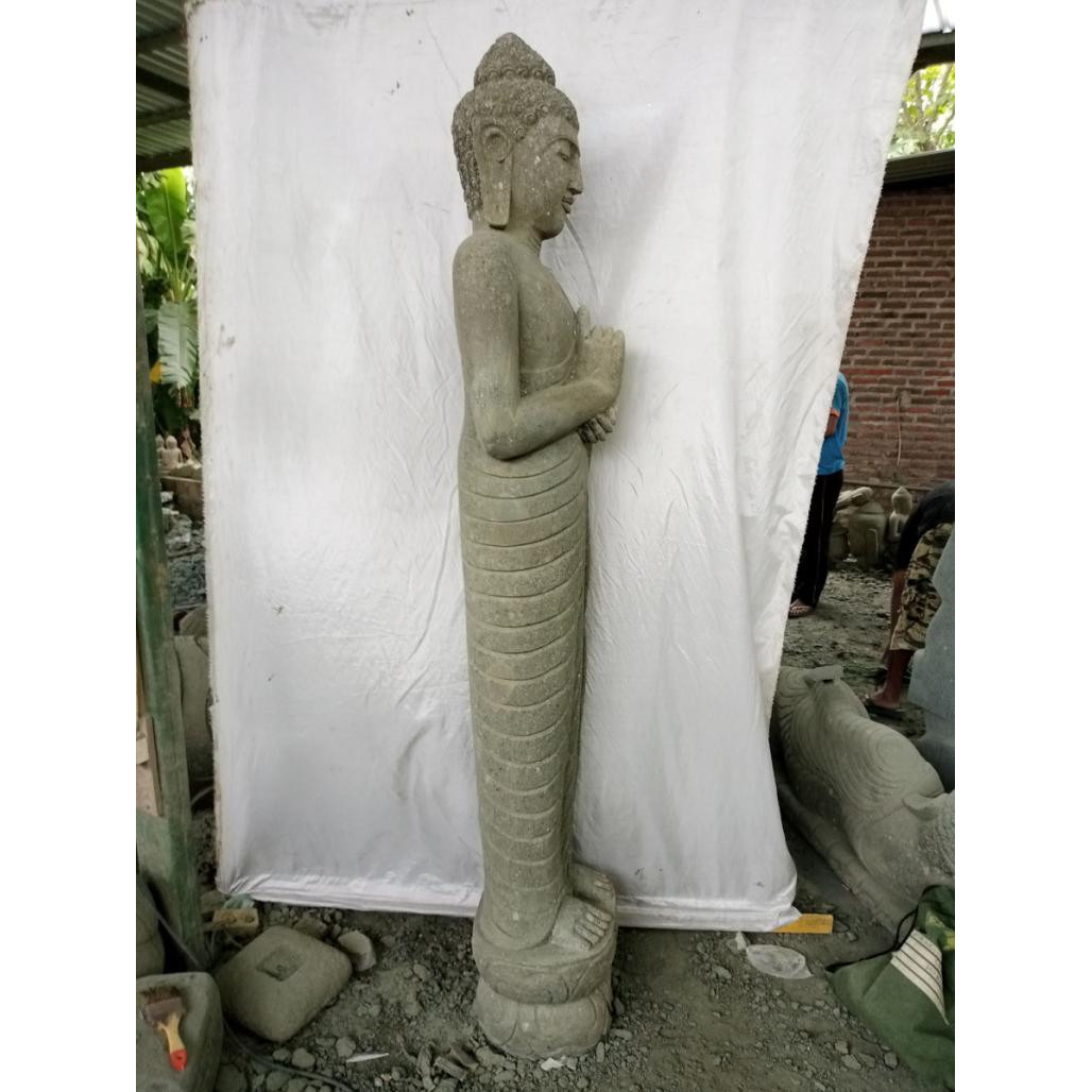 Statue en pierre bouddha debout position chakra 2m Statue en pierre bouddha debout position chakra 2m