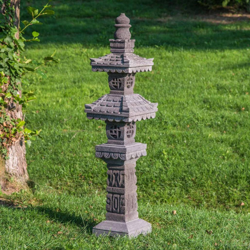 Lampe jardin japonais pierre de lave 1.50 m Lampe jardin japonais pierre de lave 1.50 m