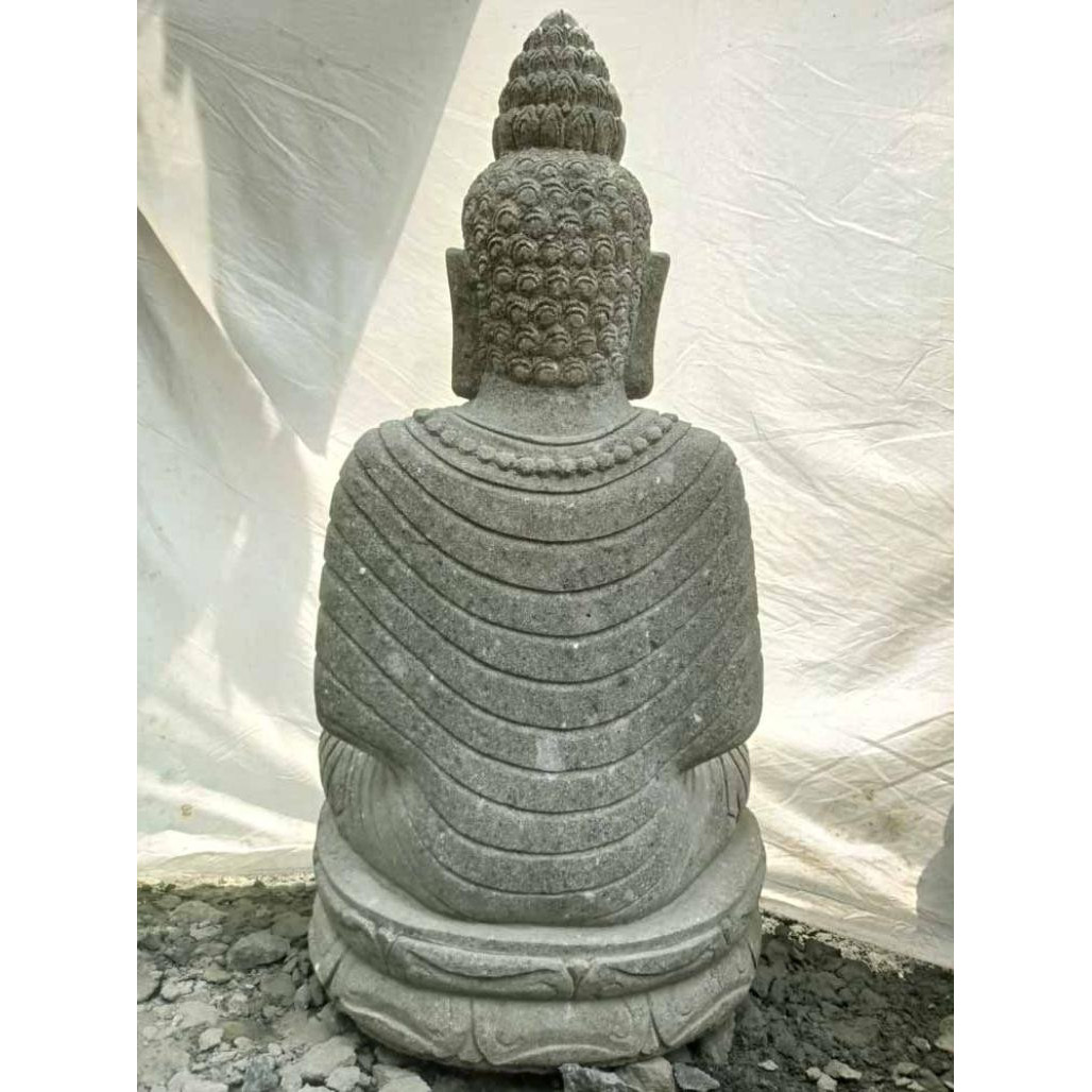 Statue en pierre volcanique collier déco zen de jardin 1m20 Statue en pierre volcanique collier déco zen de jardin 1m20