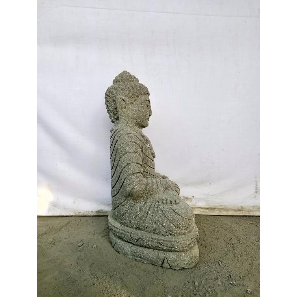 Statue de bouddha en pierre assis jardin zen collier 50 cm Statue de bouddha en pierre assis jardin zen collier 50 cm