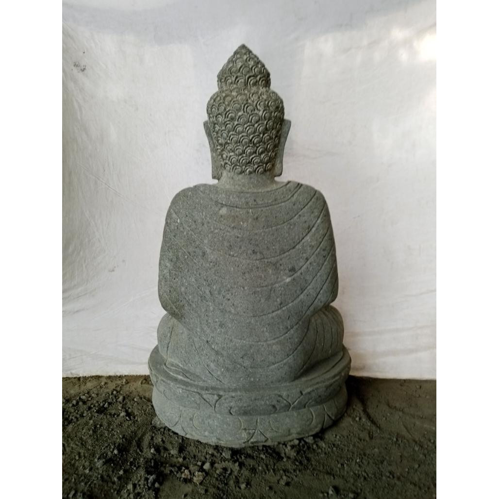 Bouddha en pierre position chakra et chapelet de jardin 1m Bouddha en pierre position chakra et chapelet de jardin 1m