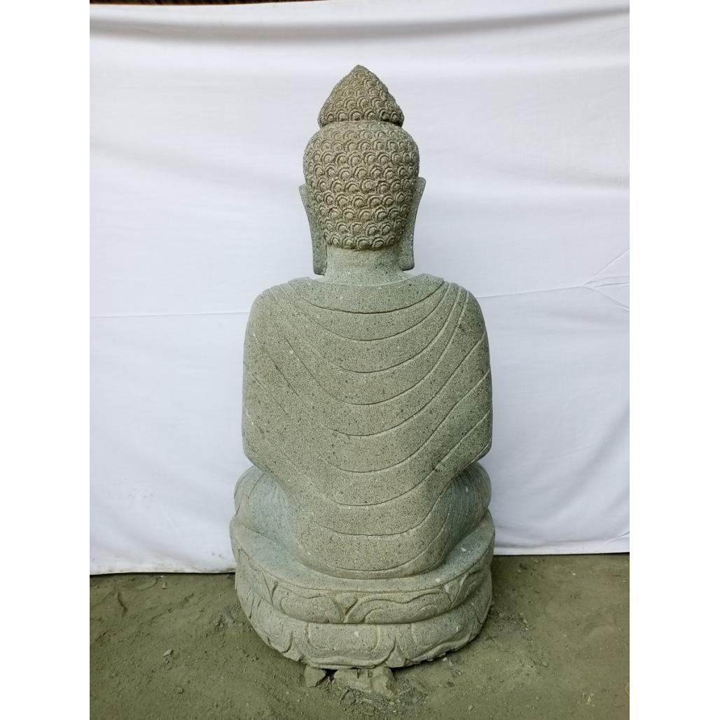 Bouddha en pierre position chakra et chapelet de jardin 1m Bouddha en pierre position chakra et chapelet de jardin 1m