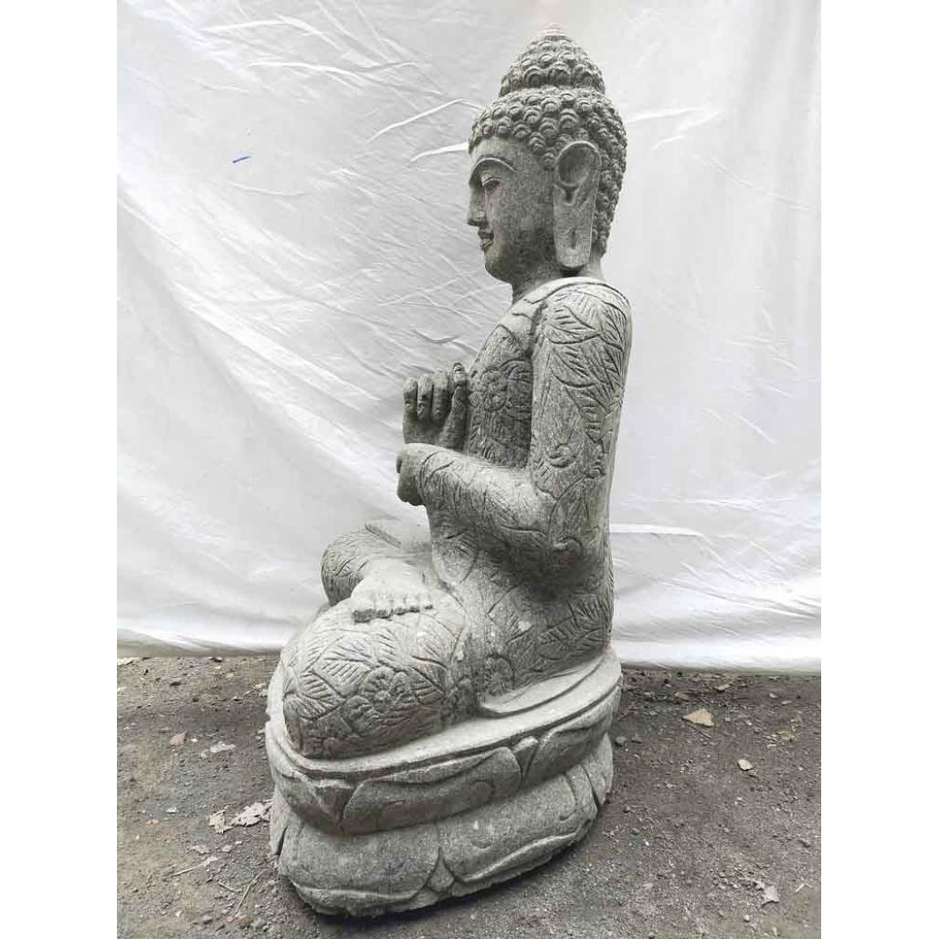 Statue de bouddha assis en pierre volcanique position chakra 80cm Statue de bouddha assis en pierre volcanique position chakra 80cm