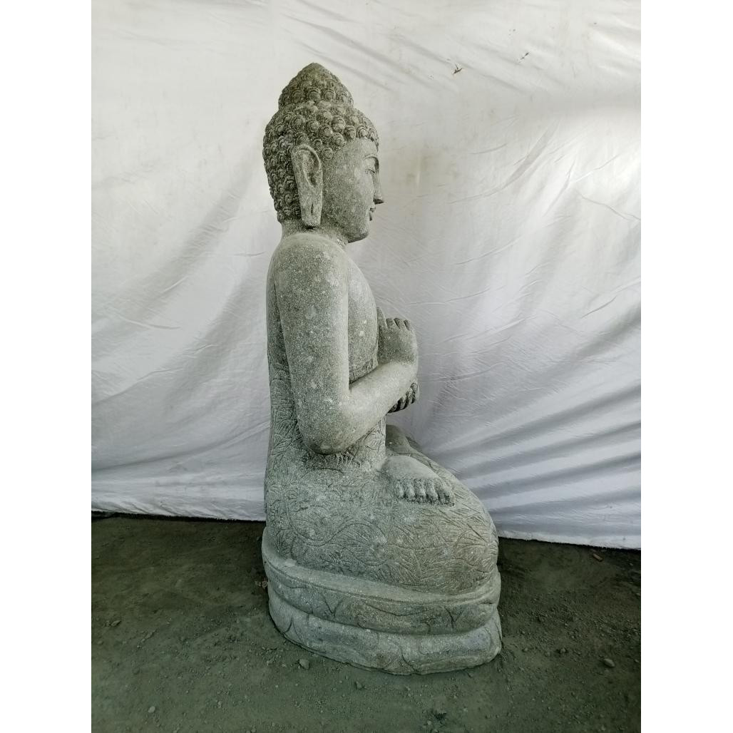 Statue de bouddha assis en pierre volcanique position chakra 80cm Statue de bouddha assis en pierre volcanique position chakra 80cm