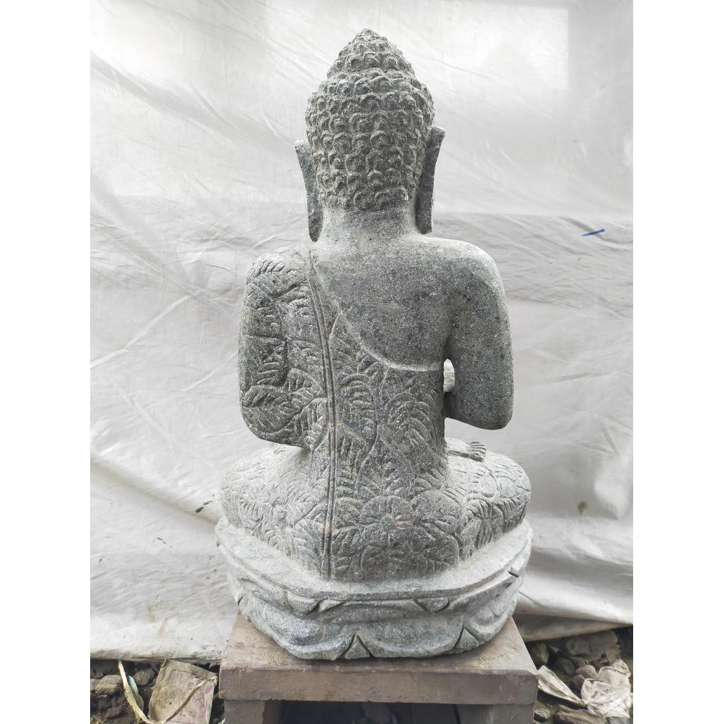 Statue de bouddha assis en pierre volcanique position chakra 80cm Statue de bouddha assis en pierre volcanique position chakra 80cm