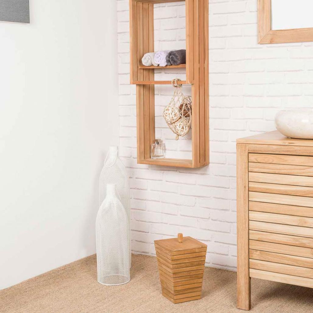 Colonne porte serviette suspendu en teck Carla Colonne porte serviette suspendu en teck Carla