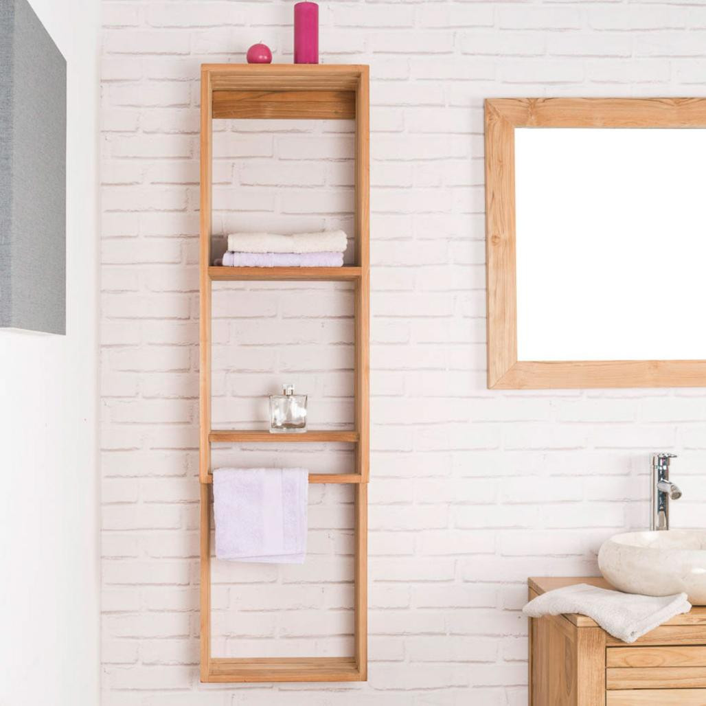 Colonne porte serviette suspendu en teck Carla Colonne porte serviette suspendu en teck Carla