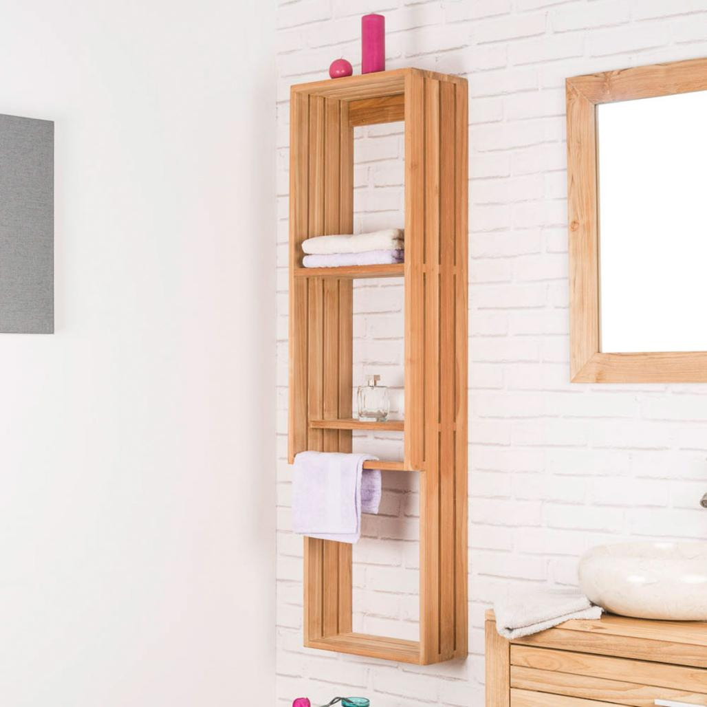 Colonne porte serviette suspendu en teck Carla Colonne porte serviette suspendu en teck Carla