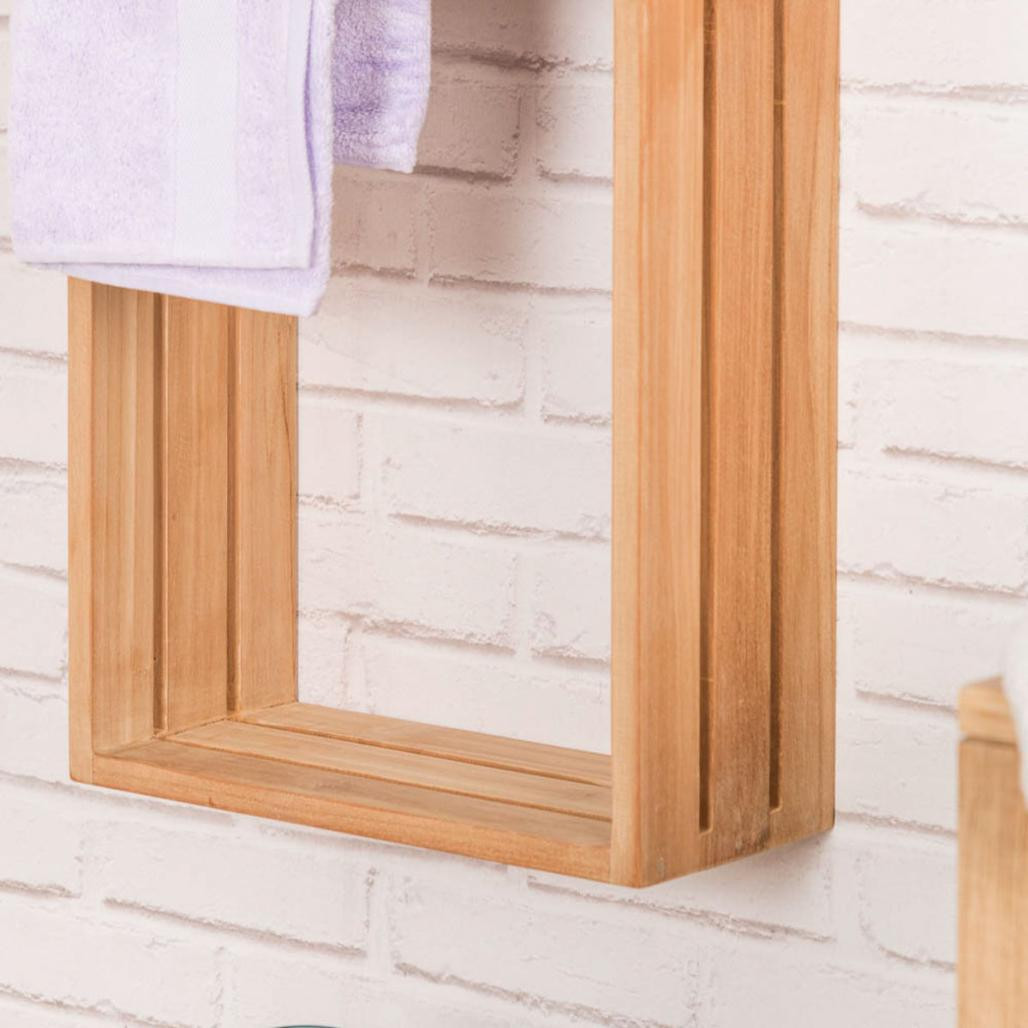 Colonne porte serviette suspendu en teck Carla Colonne porte serviette suspendu en teck Carla