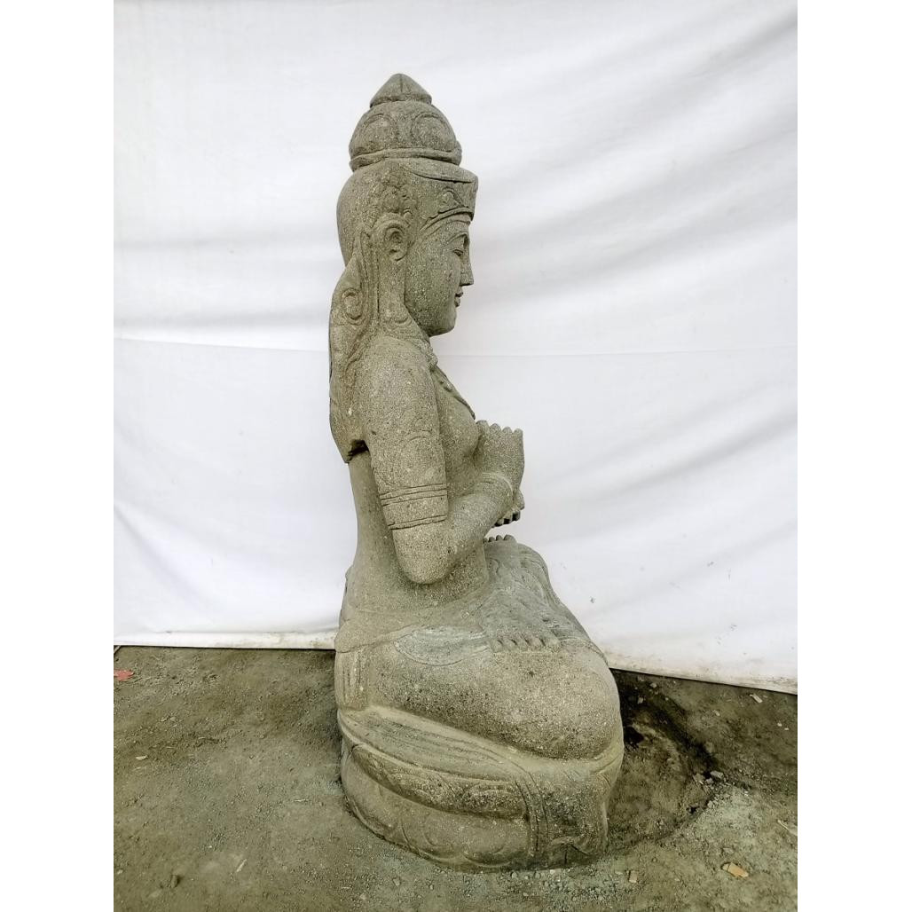 Statue de jardin déesse dewi sri en pierre volcanique 100 cm Statue de jardin déesse dewi sri en pierre volcanique 100 cm