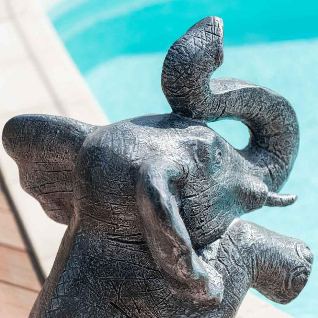 Statue éléphant patiné gris assis 80 cm