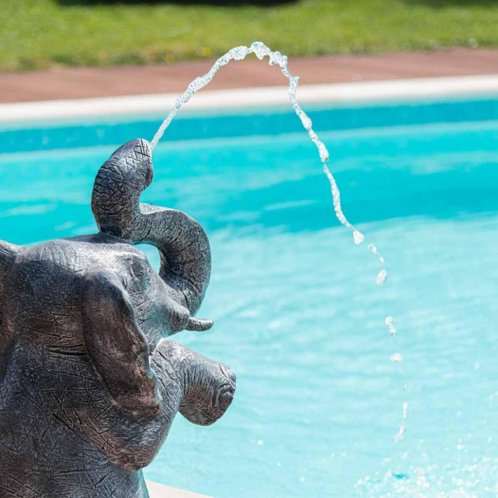 Statue éléphant patiné gris assis 80 cm