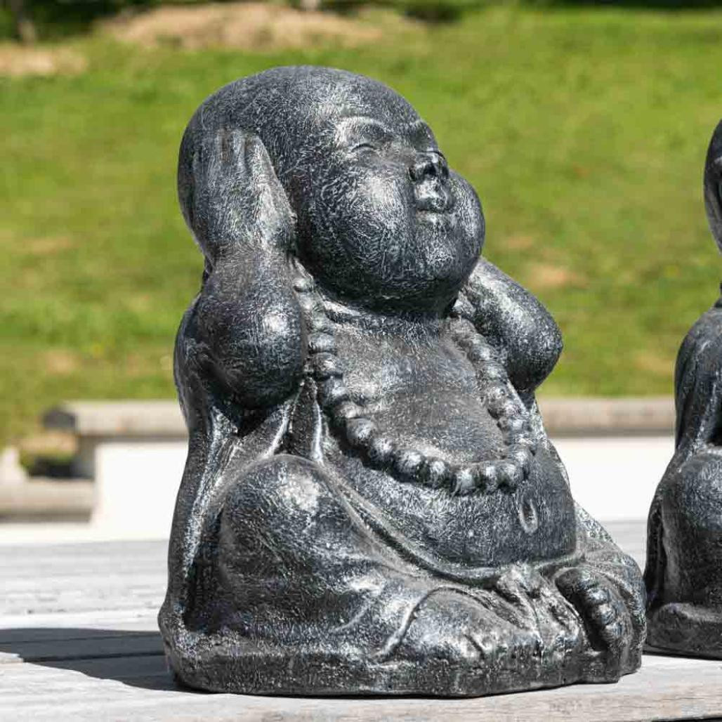 Statues de bouddha sagesse patiné gris 40 cm