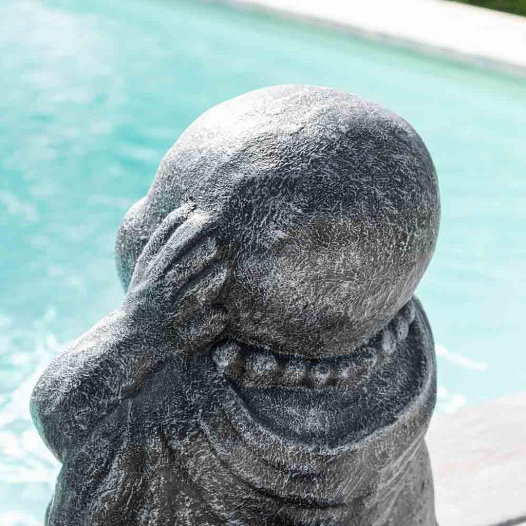 Statues de bouddha sagesse patiné gris 40 cm