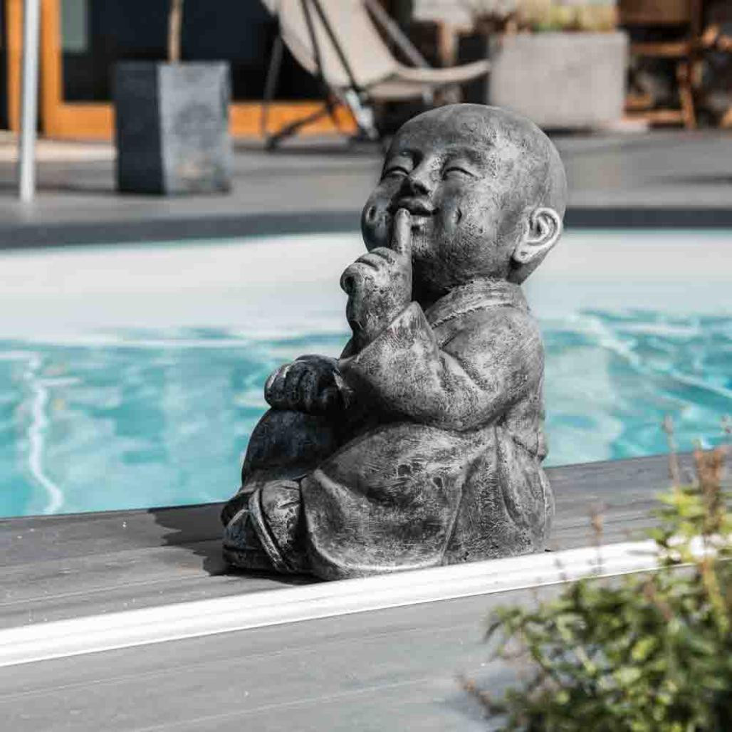 Statues moine de la sagesse patiné gris 40 cm Statues moine de la sagesse patiné gris 40 cm