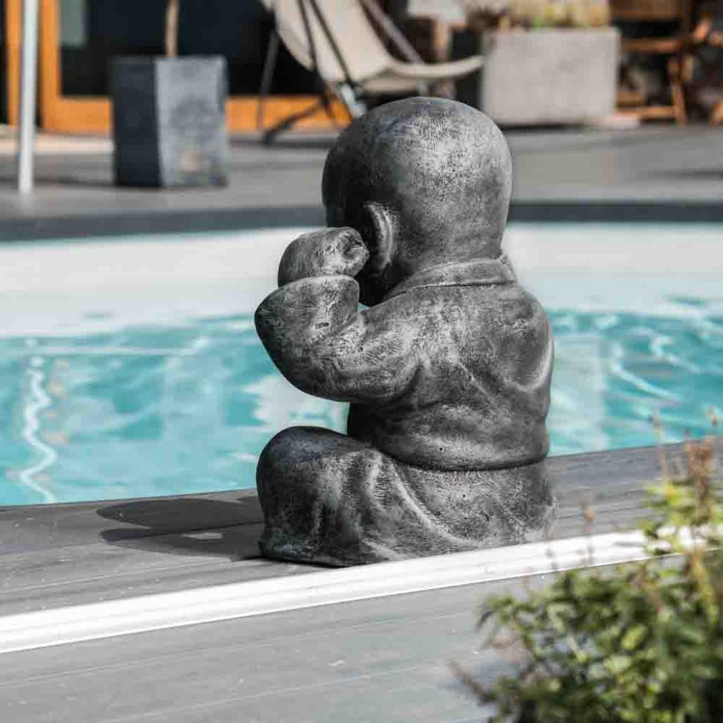 Statues moine de la sagesse patiné gris 40 cm Statues moine de la sagesse patiné gris 40 cm