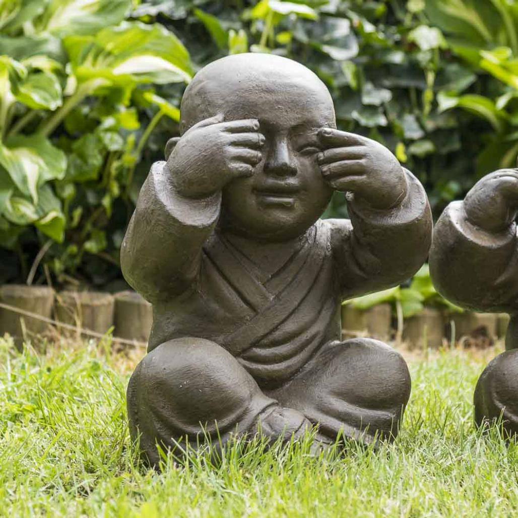 Statues moine de la sagesse patiné brun antique 40 cm Statues moine de la sagesse patiné brun antique 40 cm