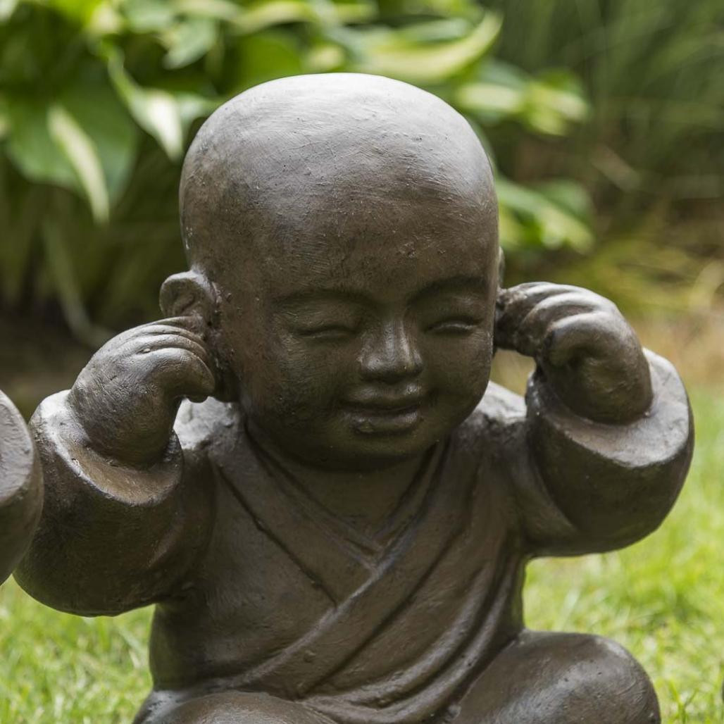 Statues moine de la sagesse patiné brun antique 40 cm Statues moine de la sagesse patiné brun antique 40 cm