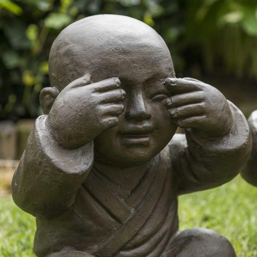 Statues moine de la sagesse patiné brun antique 40 cm Statues moine de la sagesse patiné brun antique 40 cm