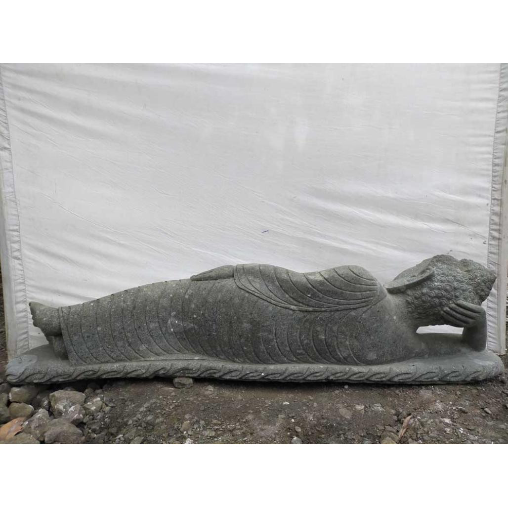 Bouddha allongé en pierre de lave jardin zen 2 m Bouddha allongé en pierre de lave jardin zen 2 m