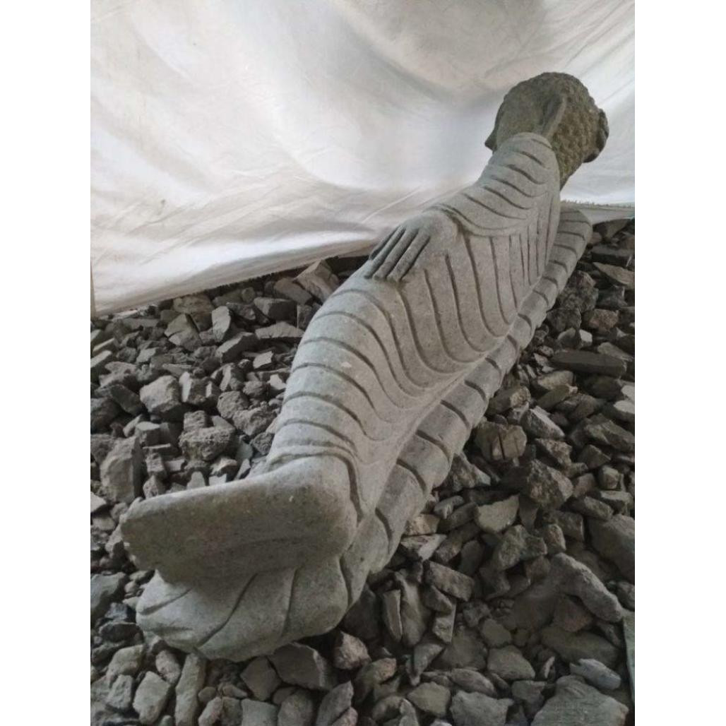 Bouddha allongé en pierre de lave jardin zen 2 m Bouddha allongé en pierre de lave jardin zen 2 m