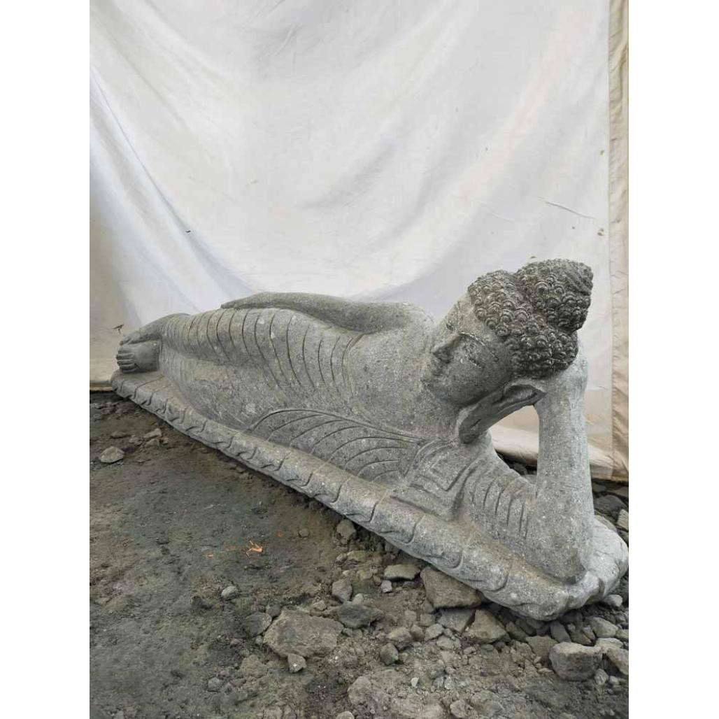 Bouddha allongé en pierre de lave jardin zen 2 m Bouddha allongé en pierre de lave jardin zen 2 m