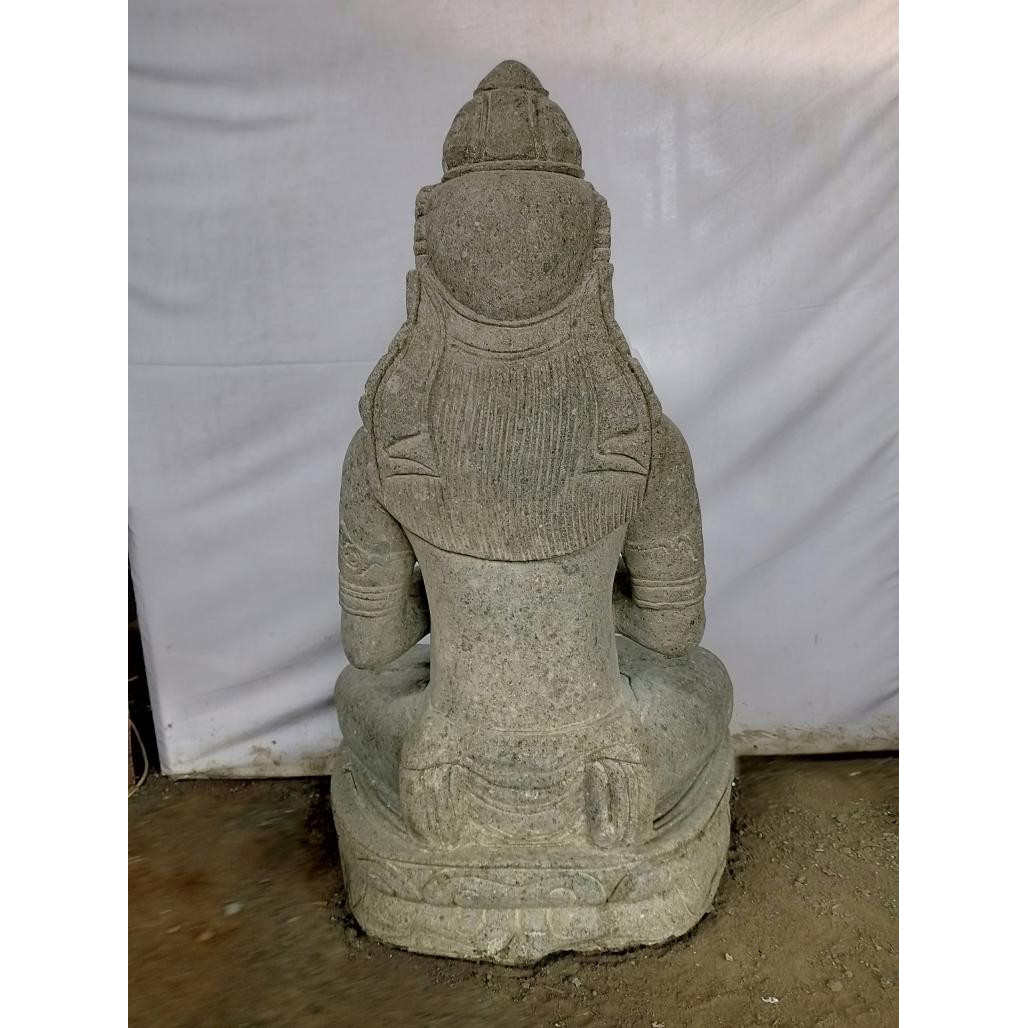 Statue déesse balinaise dewi fleur en pierre volcanique 80cm