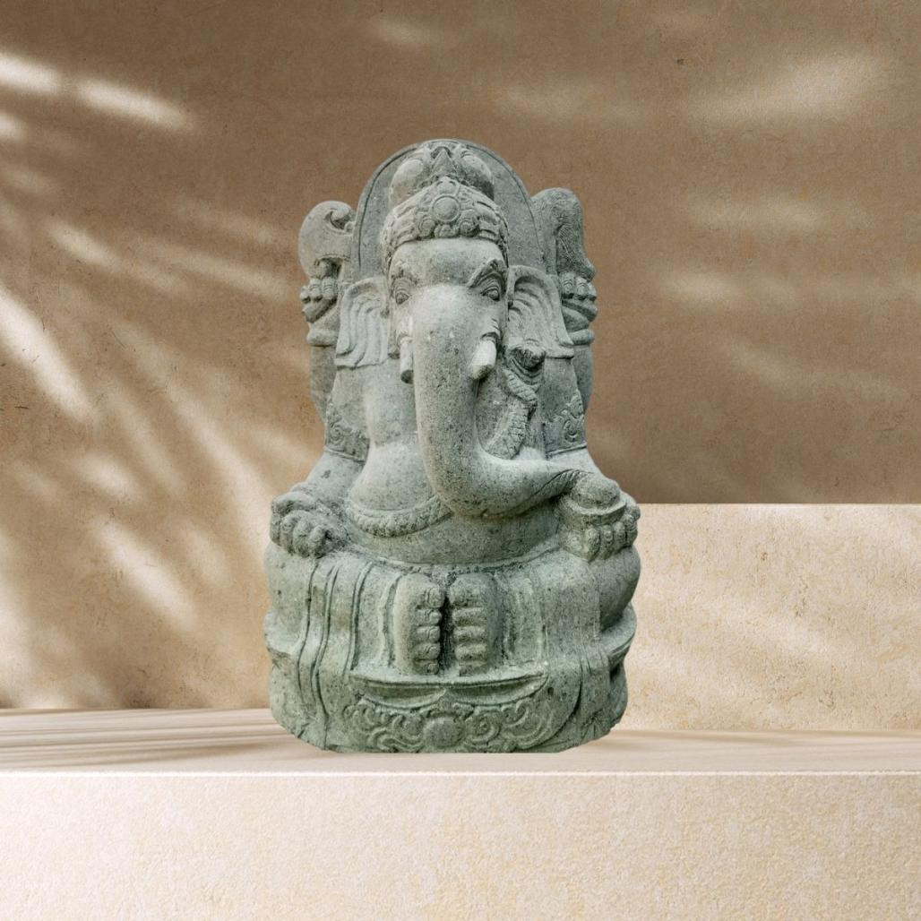 Statue divinité ganesh en pierre volcanique 80 cm