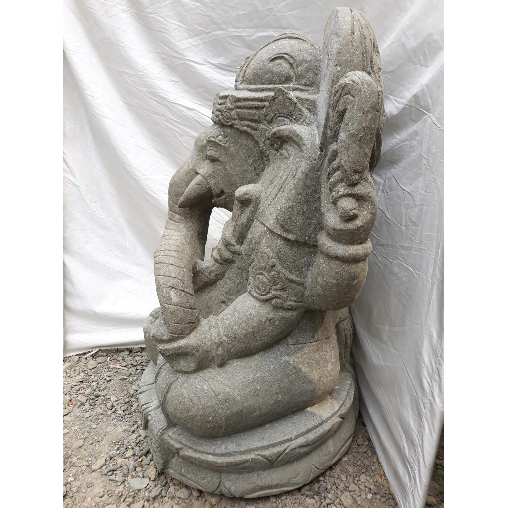 Statue divinité ganesh en pierre volcanique 80 cm