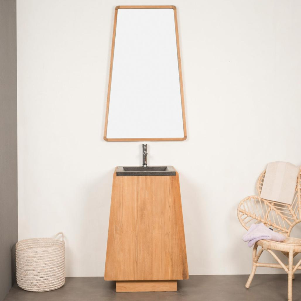 Meuble salle de bain en teck avec vasque intégrée Tipi 65 cm