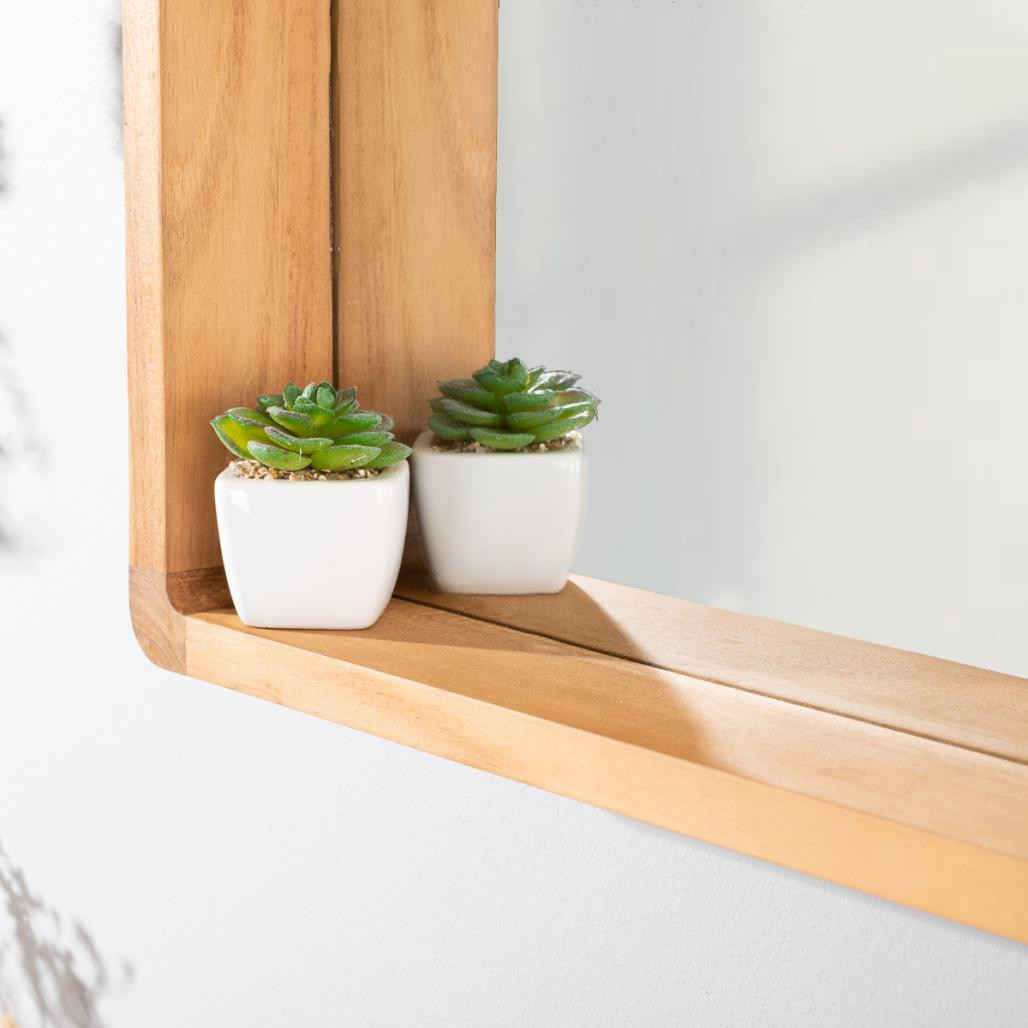 Miroir salle de bain en teck Samba 50 x 65 cm