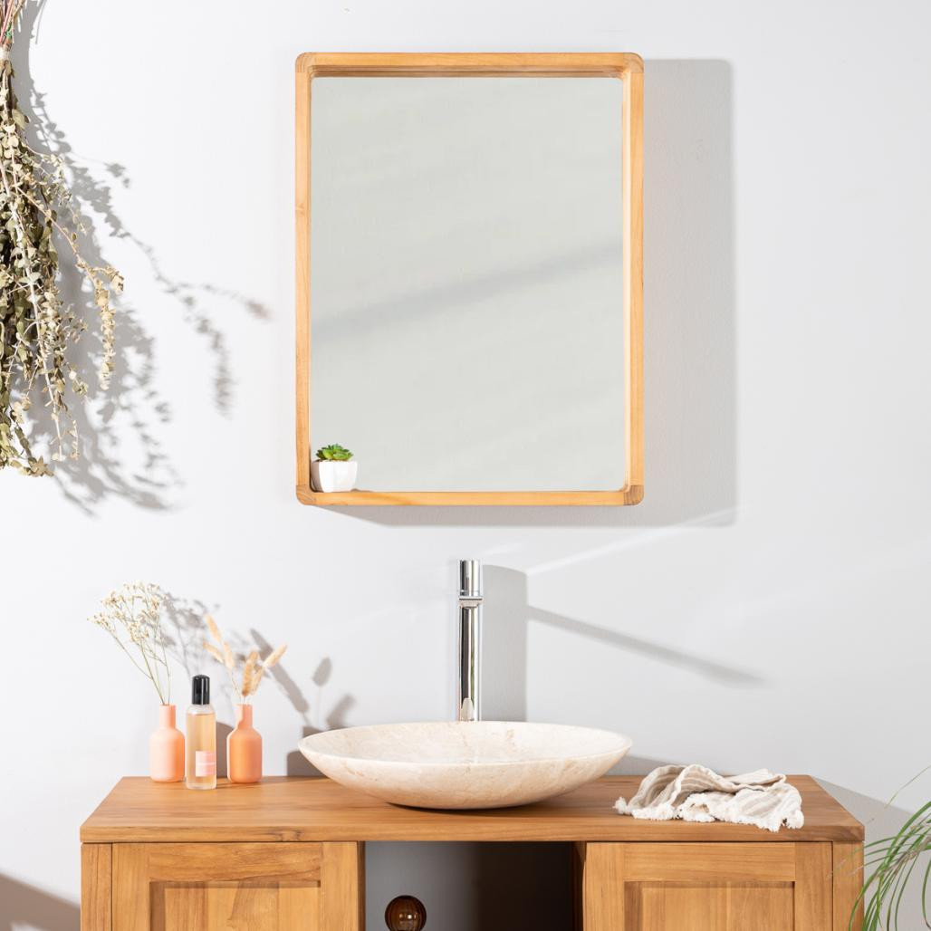 Miroir salle de bain en teck Samba 50 x 65 cm