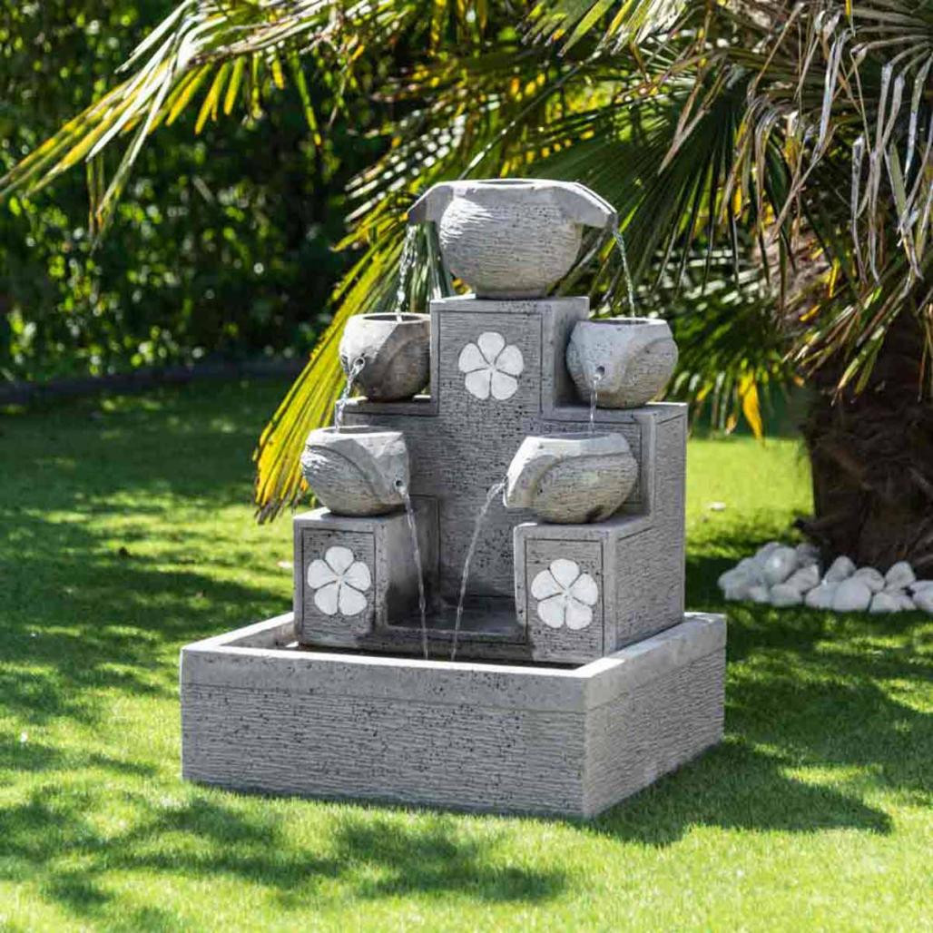 Fontaine de jardin cascade 5 coupes 90cm Fontaine de jardin cascade 5 coupes 90cm